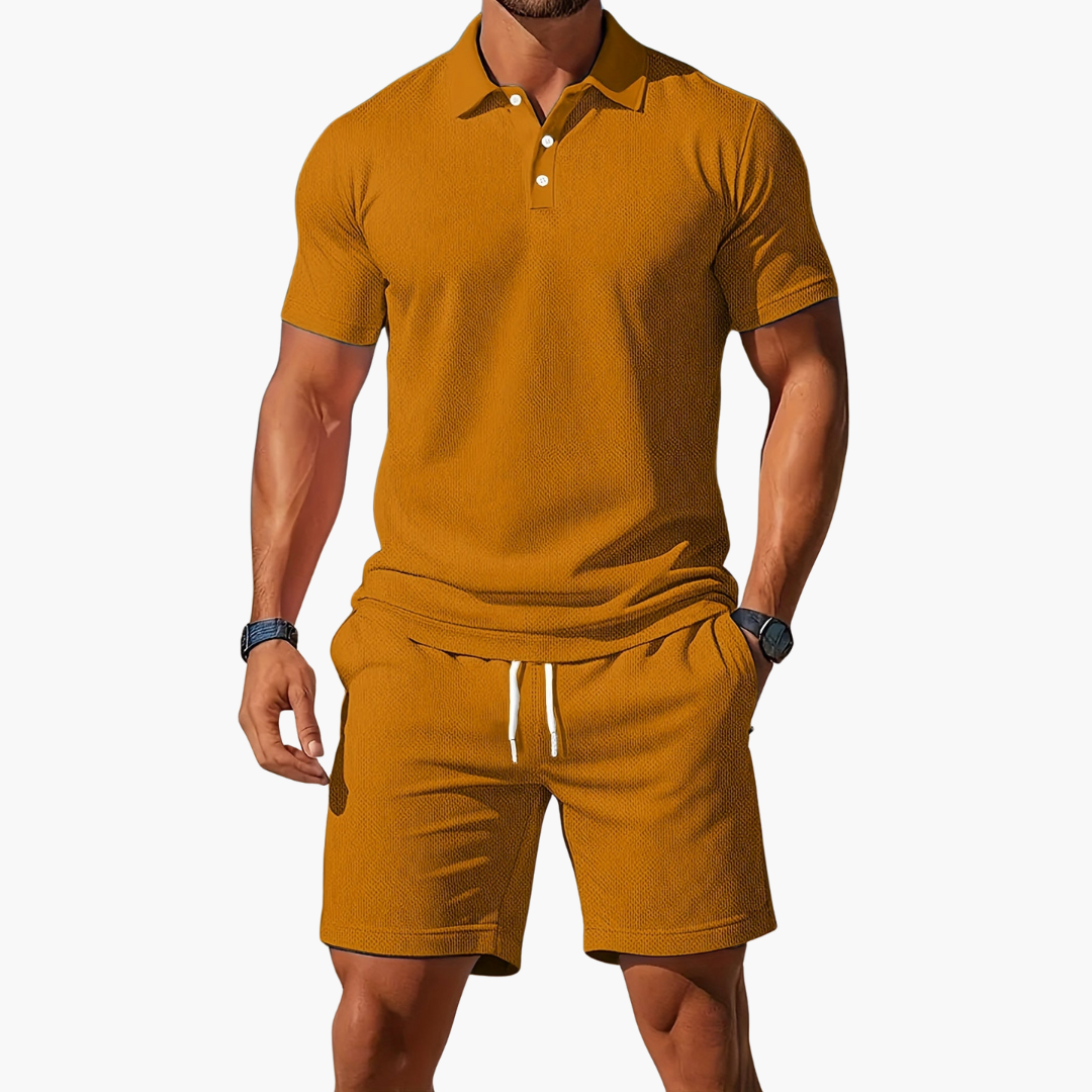 Austin | Men’s Casual Polo Two Piece Summer Set with Drawstring Shorts