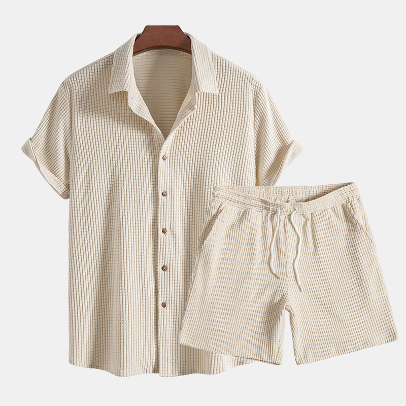 Garrett | Men’s Casual Short Sleeve Two Piece Set with Drawstring Shorts