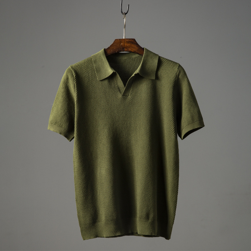 Collin | Men's Classic Textured Short Sleeve Classic Polo Shirt with Collar