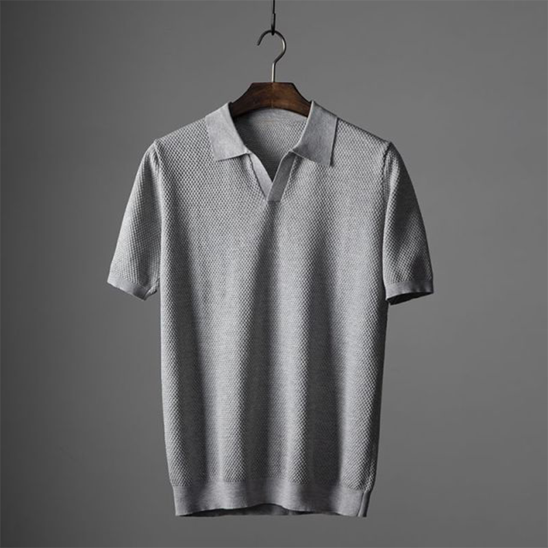 Collin | Men's Classic Textured Short Sleeve Classic Polo Shirt with Collar