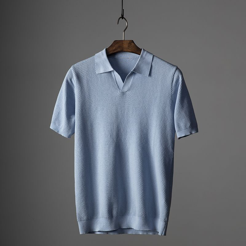 Collin | Men's Classic Textured Short Sleeve Classic Polo Shirt with Collar