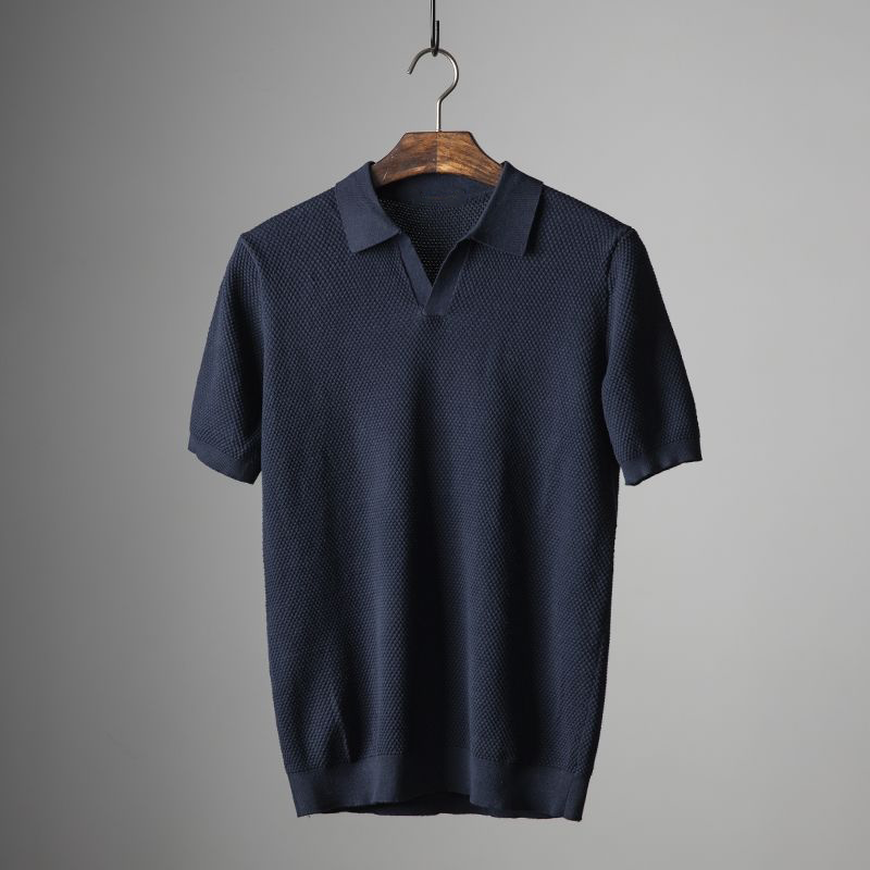 Collin | Men's Classic Textured Short Sleeve Classic Polo Shirt with Collar