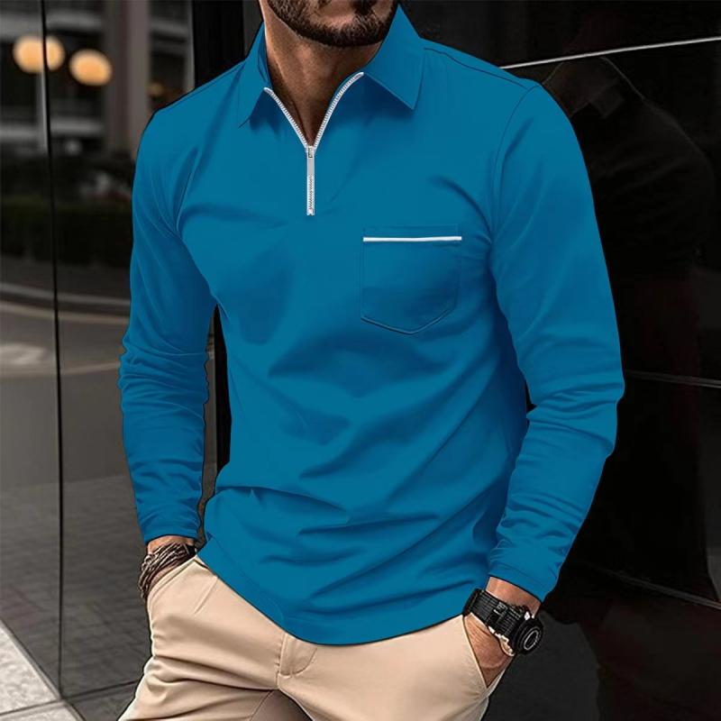 Jeremiah | Men's Modern Long Sleeve Polo with Chest Pocket