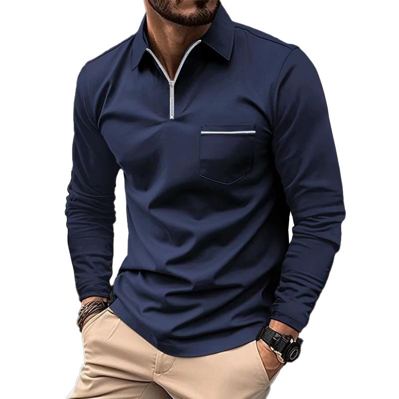 Jeremiah | Men's Modern Long Sleeve Polo with Chest Pocket
