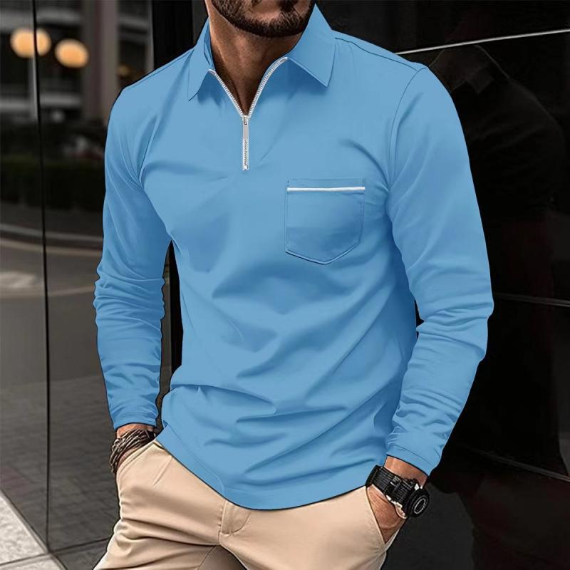 Jeremiah | Men's Modern Long Sleeve Polo with Chest Pocket