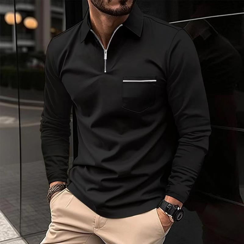 Jeremiah | Men's Modern Long Sleeve Polo with Chest Pocket