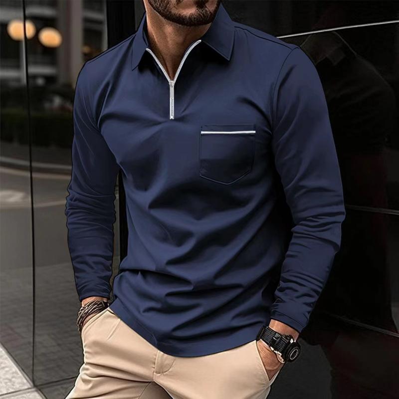 Jeremiah | Men's Modern Long Sleeve Polo with Chest Pocket