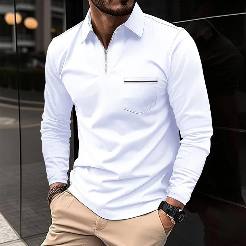 Jeremiah | Men's Modern Long Sleeve Polo with Chest Pocket