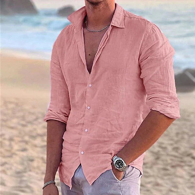 Levi | Men’s Classic Button-Up Linen Shirt with Button Front