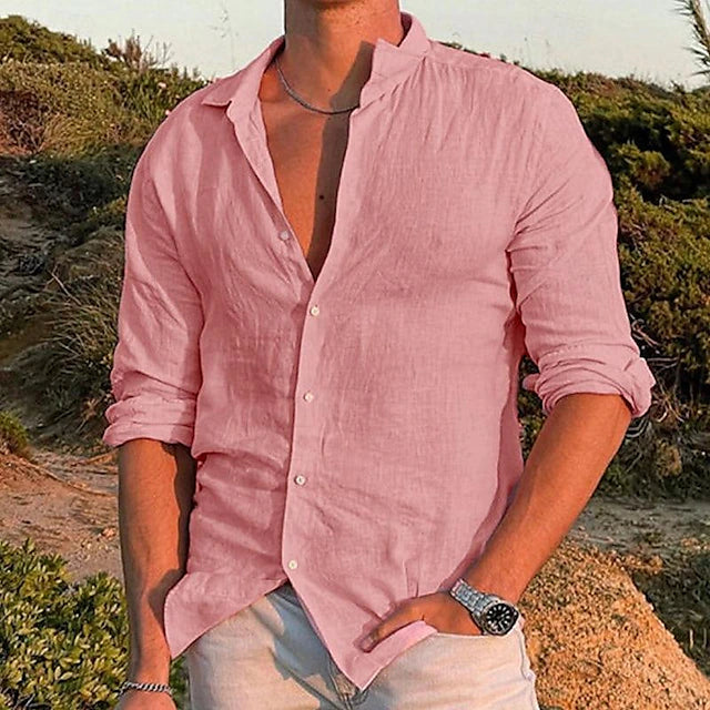 Levi | Men’s Classic Button-Up Linen Shirt with Button Front